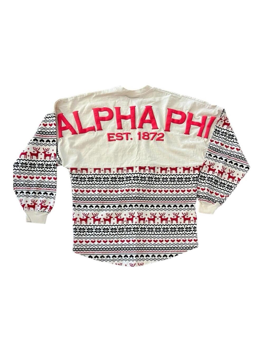 VINTAGE 90s Spirit Activewear Alpha Phi Greek Sorority Long‎ Sleeve Made USA XS